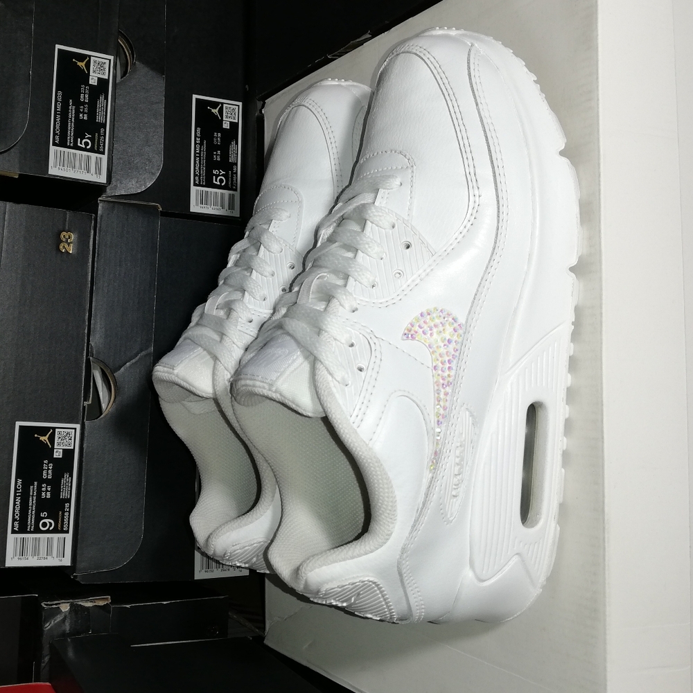 NIKE AIR MAX 90S "SWAROVSKI CRYSTALS CUSTOMIZED WOMEN'S US SIZE 8.5 GREAT COND - Picture 6 of 12